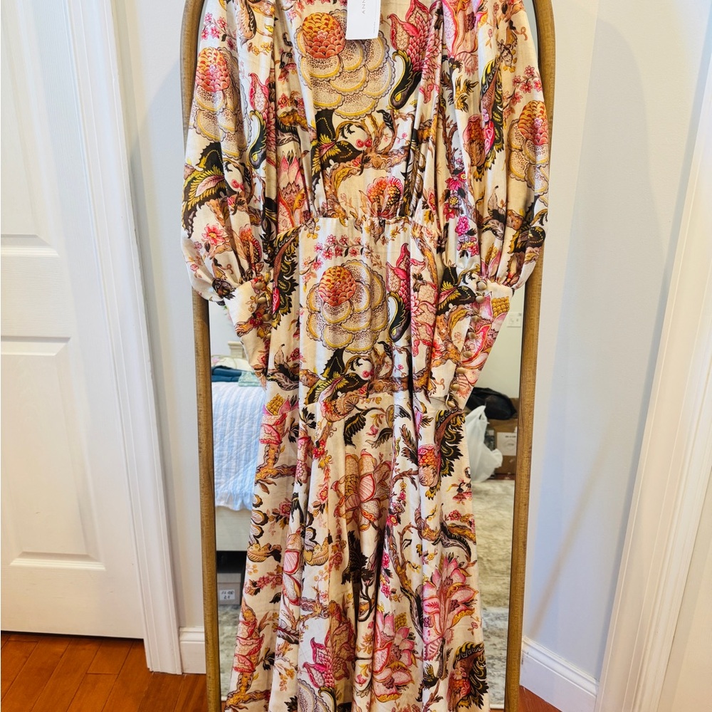 Anna Mason Silk Long Sleeve Sundress with Bishop Sleeves